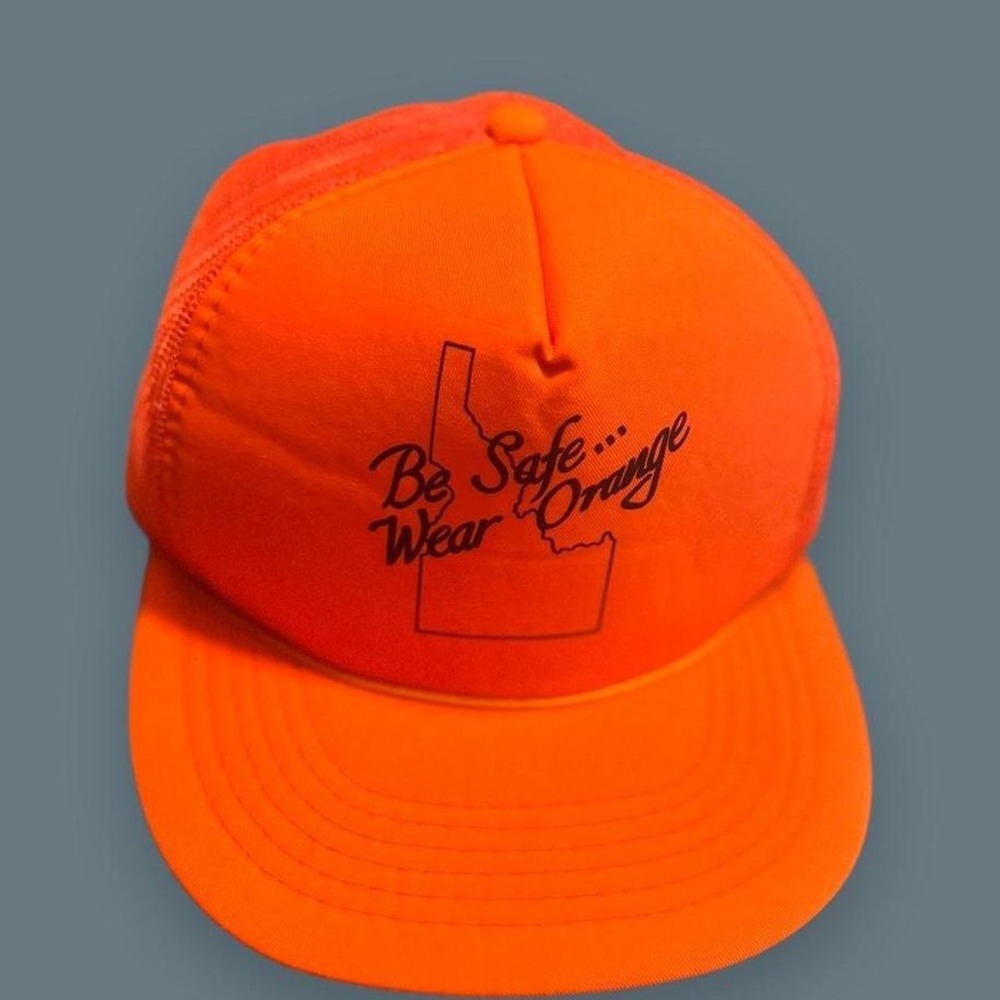 Idaho Orange Trucker Hat Snapback Hunting Mesh Back Retro Be Safe Wear Orange